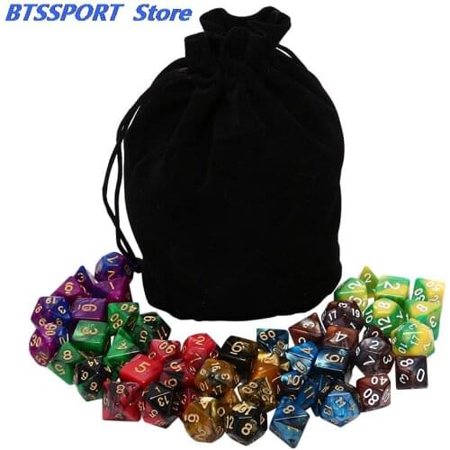 49pcs Polyhedral Dice DnD Dice Double Colors Dice with Pouch for Dungeons and Dragons DND RPG MTG Games D4 D6 D8 D10 D12 D20
