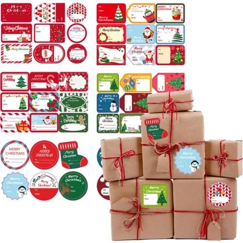 5Pcs Christmas Decoration Label Sticker Santa Snowman Christmas Tree Deer Gift 13*18cm Label Sticker Christmas Party Decoration