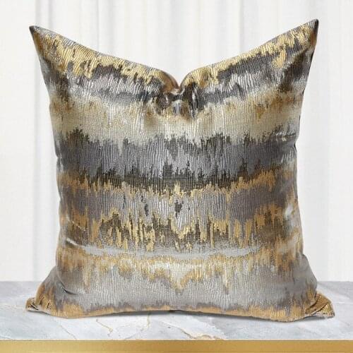 Morden light luxury gold grey jacquard pillowcase cushion cover decorative throw pillow cover backrest