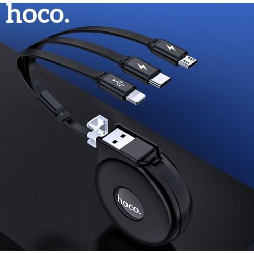 HOCO 3 in 1 USB Cable for iPhone X XS Max XR Cable Micro USB Type C Cable for Samsung S9 Fast Charging Cable Retractable Charger