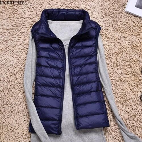 2021 New Women Vest Autumn Winter Warm Plus Size Sleeveless White Duck Down Jacket Slim Female Waistcoat