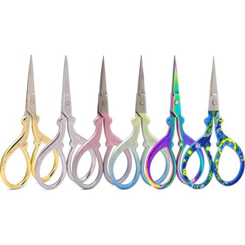Retro Scissors Stainless Steel Pointed Hand Embroidered Garment Fabric Tailor Scissors DIY Apparel Sewing Craft Supplies New
