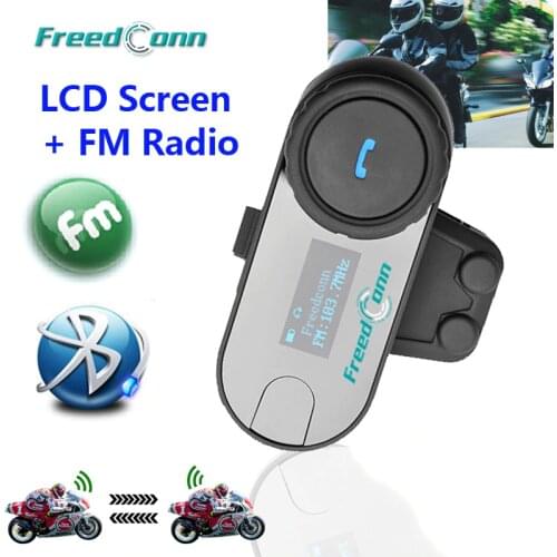 FreedConn New Version TCOM-SC Bluetooth Motorcycle Interphone Headset Helmet Intercom LCD Screen with FM Radio