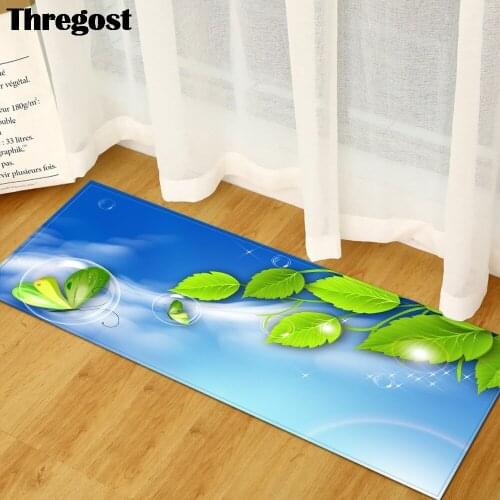 Thregost Green Scenic Print Microfiber Door Mat Washable Rugs for Kitchen Washable Kitchen Mats Modern Living Room Carpet