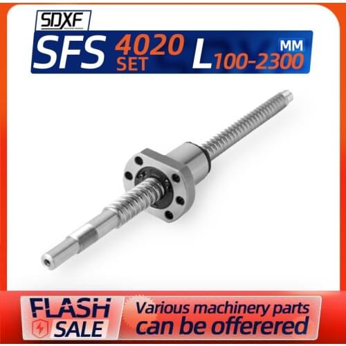 40 diameter 20mm pitch SFSR4020 100-2300 mm C7 ball screw SFS4020 BKBF30 end machined，Silencer nut