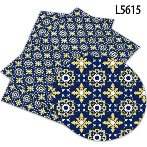 Blue and White Porcelain Pattern Faux Leather Fabric Bow Earrings Hand Bag Crafts 30X136CM