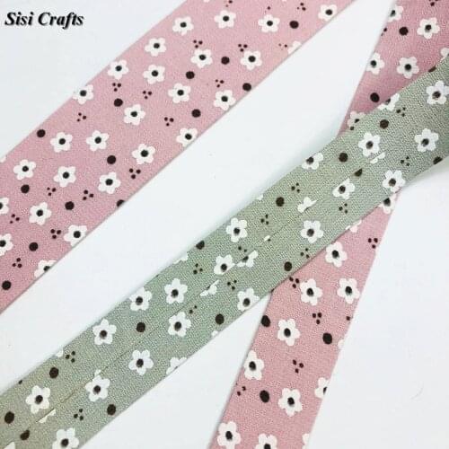 Sisi Crafts Layering Fabric Tape Daisy Grosgrain Ribbon Flower Print 10 25 40mm Polyester Satin Bias DIY Hair Bow Tie Accessor