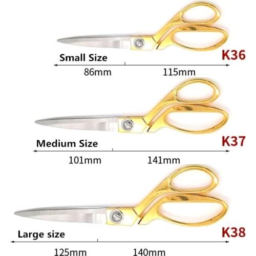 3pcs Big Size Gold Color Stainless Steel Sewing Scissors Household Fabric Clothes Tailor Scissors Office Cutting Ribbon Tool