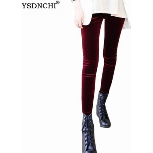 YSDNCHI Women Leggings Soft Solid Fashion Mid Knitted Leggings Velvet Legging Cotton Pencil Pants Womens Autumn Plus Size Pants