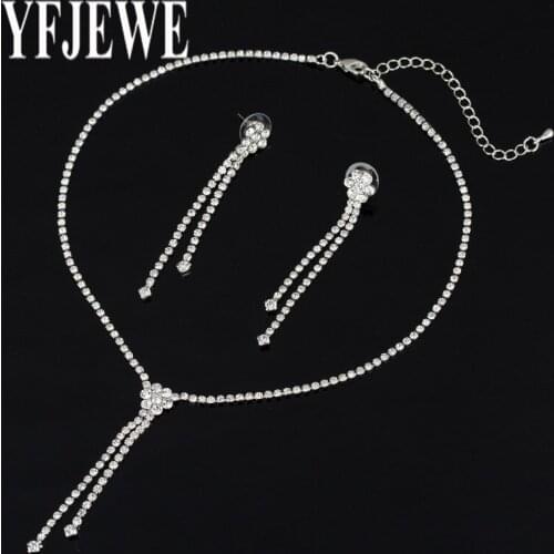 2017 Women New Fashion Jewelry Sets Nechlace And Earrings Silver Plated Rhinestone For Party N187