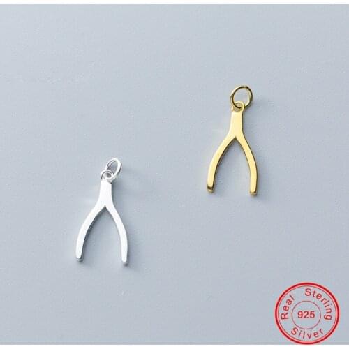 UQBing 15*8mm 925 Sterling Silver Wish Bone Charms DIY Women Famale Bracelet Necklace Jewelry Making Gifts