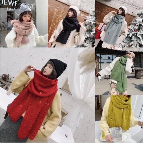 2021 Women 11 styles Solid Scarves Lady Winter Thicken Warm Soft Shawls Wraps Pink Black Female Knitted Wool Long 210*40cm Scarf