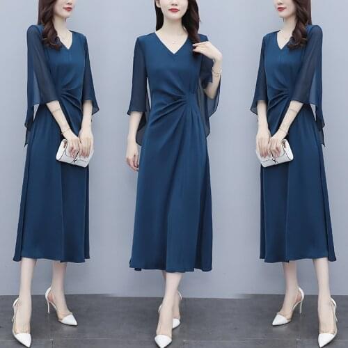 Womens party Cocktail robe robes midi dress plus size L-5XL fat XXXL 3XL XXXXL 4XL XXXXXL 100KG woman ladies slim V-neck dresses