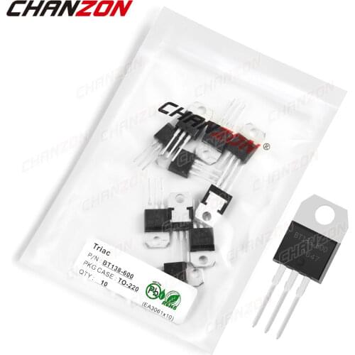 10Pcs BT138-600 TO-220 BT138 Triac SCR Transistor Bipolar Junction BJT Triode Tube Fets Thyristor 12A 600V Integrated Circuits