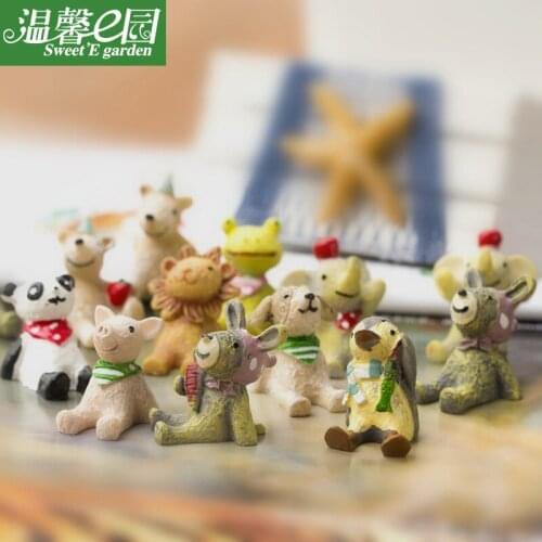 2pcs Fairy-Garden-Supplies Puppy Squirrel Decoration Miniatures Animal Model Figurine Gift Mini Bear Frog Rabbit Elephant