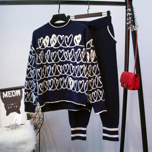 2019 Full Pattern Fashion New Womens Wear European Station Long Sleeves, Loose Sweater Jacket, Small Trousers Ladies' Suit