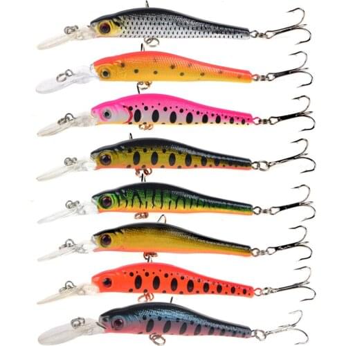 8pcs Floating Minnow Fishing Lure 95mm 6.5g Artificial Bait Hard Crankbait Plastic Wobblers For Pike Bass Fishing Tackle