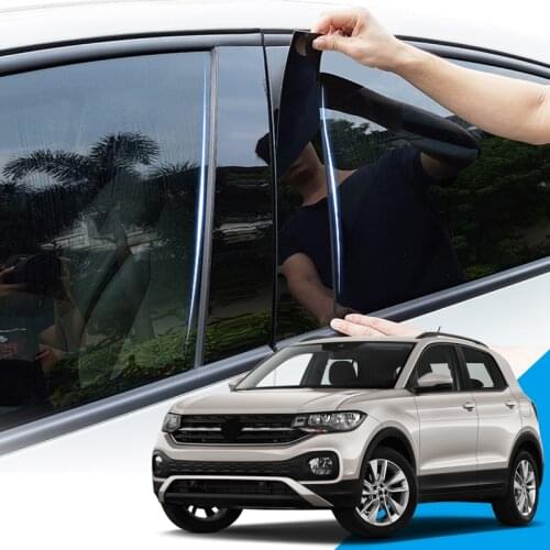 Car Styling Car Window Pillar Trim Sticker Middle BC Column Stickers External Auto Accessories For Volkswagen T-Cross 2018-2020