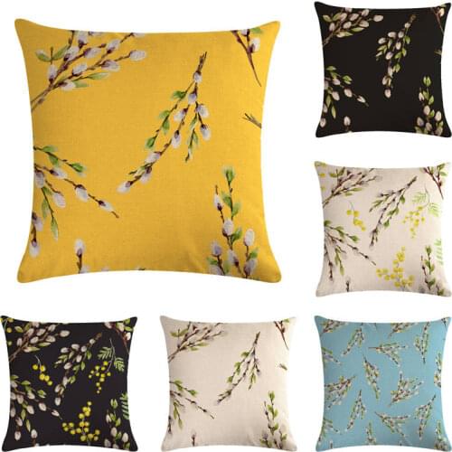 Plant Cushion Covers Red Peach Pillow Cushions Modern Art Hotel Houseware Plum Blossom Throw Pillow Case 45X45Cm Burlap Designer