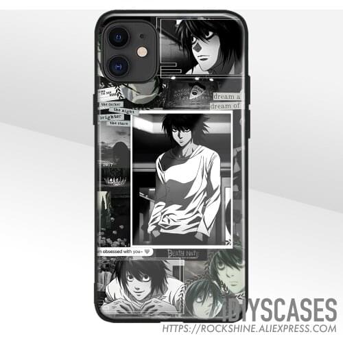 Death Note L Anime Glass Soft Silicone Phone Case FOR IPhone SE 6s 7 8 Plus X XR XS 11 12 Mini Pro Max Sumsung Cover Shell