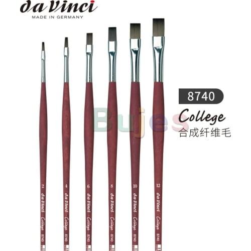 Da Vinci Oil & Acrylic Series College 8740 Paint Brush, Flat Red/Brown Synthetic with Short Handle, Energetic Spring Brush