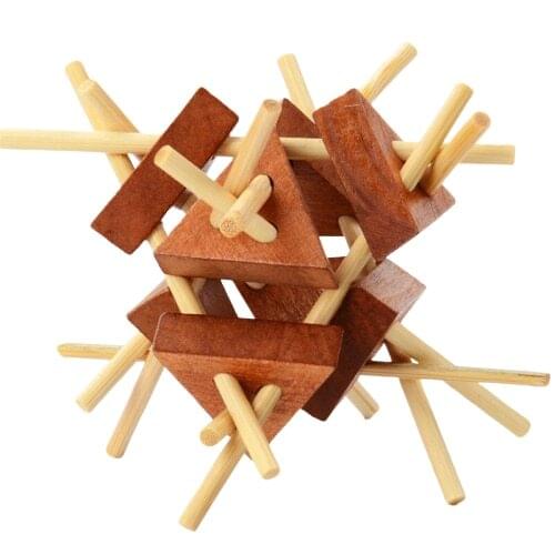 12-piece Sticks 3D Wooden Brain Teaser Puzzles Game Toy