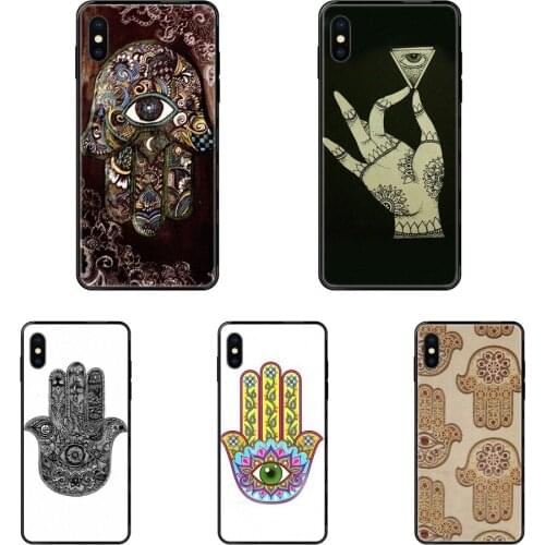 Hamsa Evil Eye Guard Hand Henna Exclusive Black Soft Personalized Pattern For Samsung Galaxy Note 4 8 9 10 20 Plus Pro Ultra J6