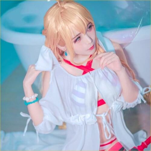 FGO Nero Cosplay Costume Fate/Grand Order Swimsuit Caster Cosplay Nero Costume Women Swimming Red White Costume