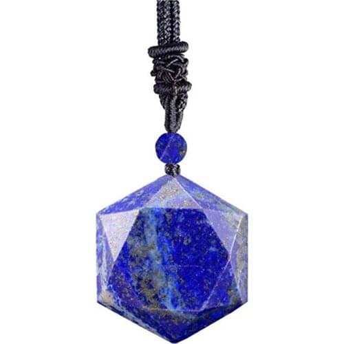 FYJS Unique Handmade Rope Chain Hexagon Star of David Pendant Lapis Lazuli Necklace For Party Jewelry