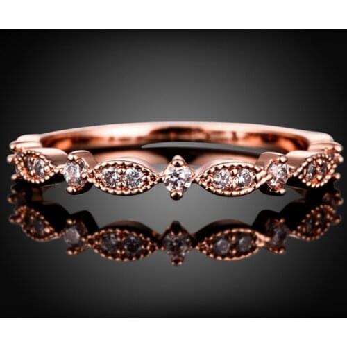Garilina New Statement Jewelry trinket Rose Gold white cubic zirconia Party Wedding Ring for teen girls AR2204