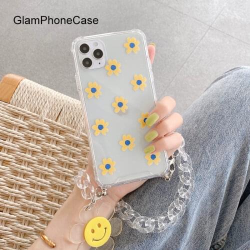 GlamPhoneCase Smile Flower Chain Phone Case For iPhoneSE 2 11Pro/Max X XS Max XR Soft Silicone Cover For iPhone11 7 8Plus Case