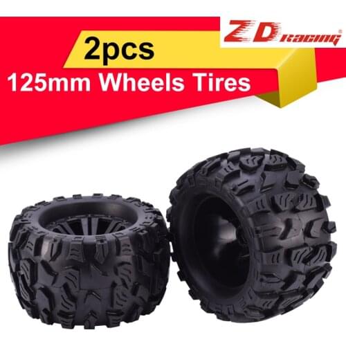 2pcs ZD Racing 12mm HEX &125mm Wheels Tires For 1/10 Monster Truck Off Road HPI HSP Savage XS TM Flux LRP