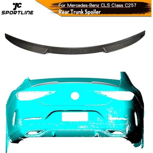 Rear Trunk Boot Lid Cover For Mercedes-Benz CLS Class C257 2018 - 2020 Carbon Fiber