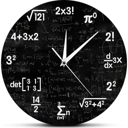 Math Equations and Notations Mathematics Chalkboard Geek Wall Clock Educational Gifts For Kids Teachers School Classroom Decor
