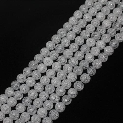 Mini. order is $7! 8mm Crackle Rock Crystal Quartz Round Loose Beads 15