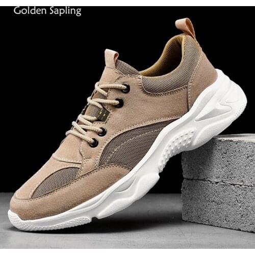 Golden Sapling Fashion Mens Casual Shoes Retro Genuine Leather Outdoor Jogging Footwear Breathable Leisure Driving Shoe for Men
