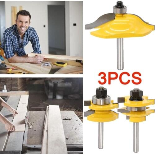 3pcs 1/4inch Shank Miling Cutter Set High-grade Cutting Edges Tongue And Groove Router Bits Woodworking Milling Tools