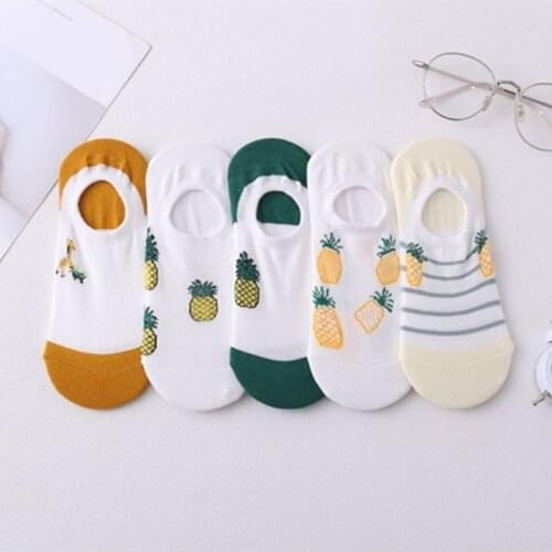 5Pairs Womens Cotton Socks Cartoon Invisible Socks for Spring and Summer Cartoon Cute Ladies Boat Socks