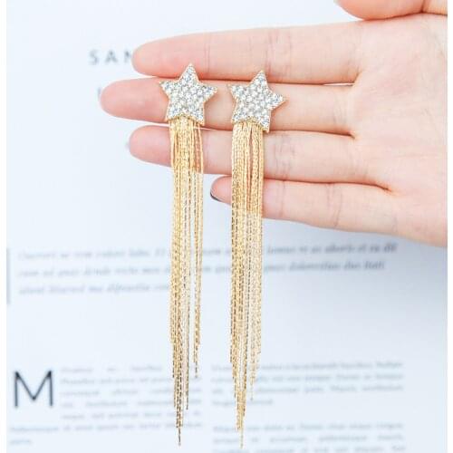 SUMENG New Arrival Zinc Alloy Dangle Earrings Star-studded Fringed Earrings Long-Style For Women Female Jewelry 2020 Gifts