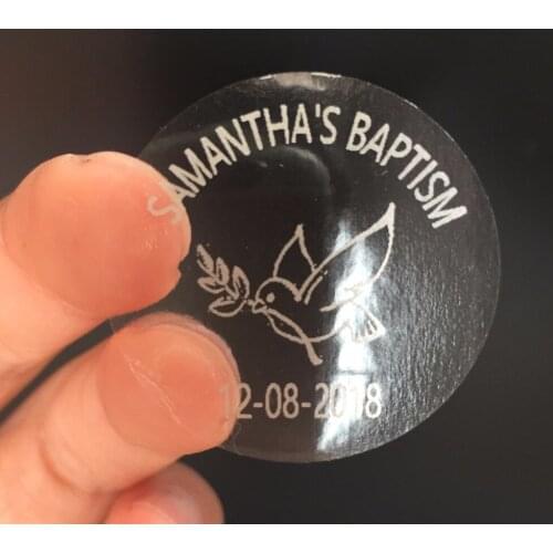 Personalized Dove on your Confirmation stickers favor gifts transparent circle tags labels 90 ct