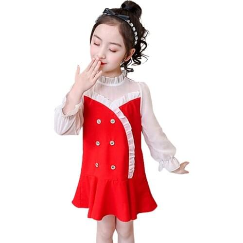 Girl Dresses Patchwork Girl Party Dress Casual Style Children Dresses Spring Autumn Clothes For Girls 6 8 10 12 14