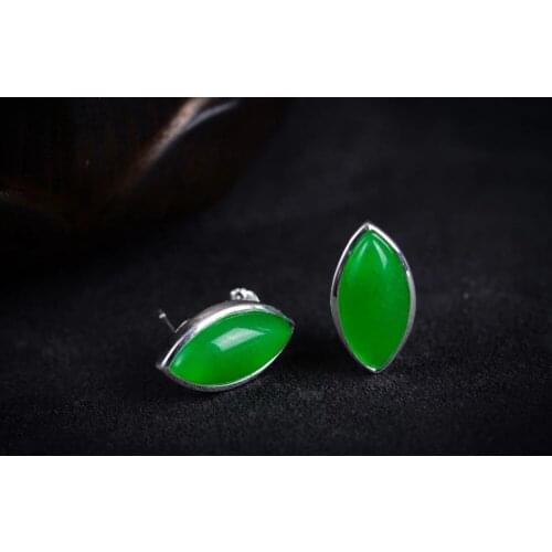 Earrings for women sterling--jewelry Studs NEW PAIR NATURAL BLACK stone 925 STERLING FORTUNE LUCKY EARRING