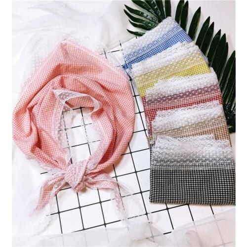 Children Girls Neck Scarf Turban Cotton Linen Shawl Bandana Triangular Scarf Plaid Lace Kids Headscarf Decoration Accessories