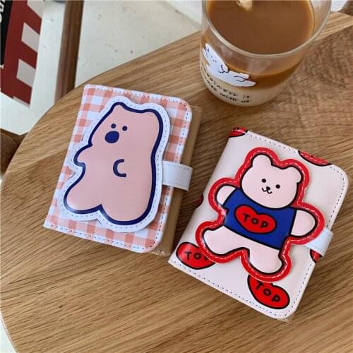 Cute Leather Women Wallet Hasp Small Wallets Pu Plaid Bear Rabbit Shape Card Holders Fashion Ladies Students Lolita Short Purse