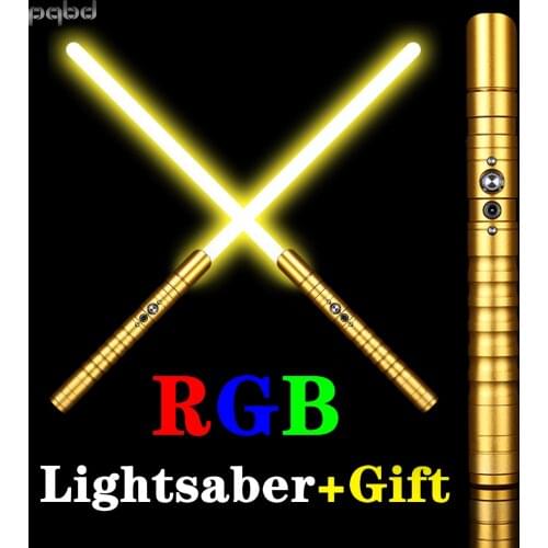 Pqbd LED Saber Metal RGB Lightsaber with 3 Kinds of Sounds Heavy Dueling Cosplay Ultra Sword Flashlight Kids Toys