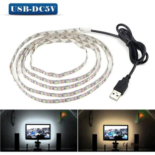 USB Cable Power LED strip light in 5V 0.5M-5M SMD 2835 Christmas desk Decor lamp tape For Room Party Bar TV Background Lighting