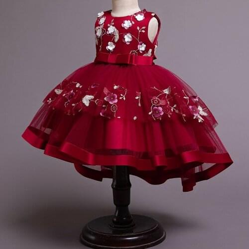 Girls Dress embroidery Vintage tutu Tailing princess Dresses for Girls birthday party wedding Dress Christmas costume
