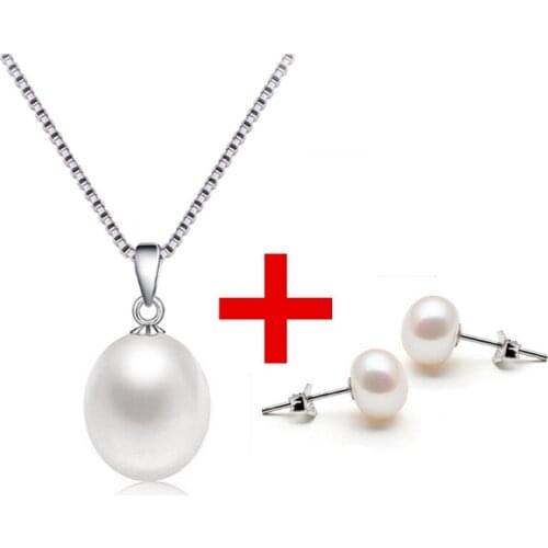 Jewelry set 100% real natural freshwater pearl jewelry gifts for women,pendant & earrings gift box Fashion jewelry for women