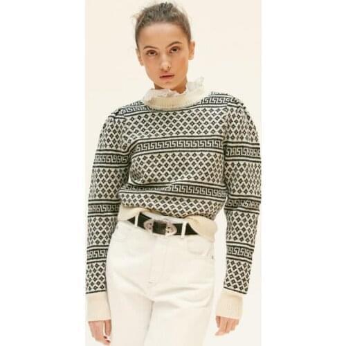 Women Sweater 2020 Autumn/ Winter New Jacquard Pullover Simple Thin Wool Womens Knitted top