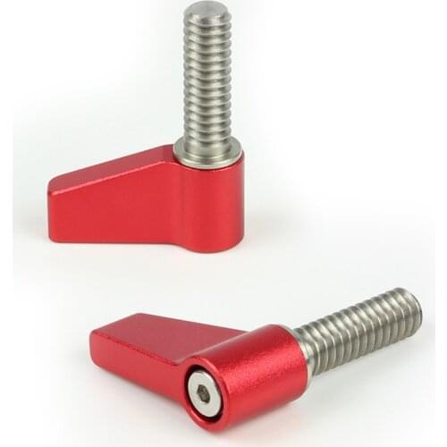 1/4" Full Thread 20mm Long Thumb Red Handle Lever Wingnut Ratchet Knob Screw fr 15mm Rod Support Camera Camcorder Tripod Mount